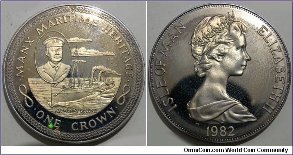 1 Crown (Isle of Man - British Crown Dependency / Queen Elizabeth II / Manx Maritime Heritage Series - P.S. Mona's Queen II // Copper-Nickel / Prooflike)