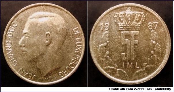 Luxembourg 5 francs. 1987