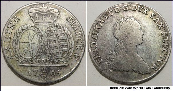 2/3 Thaler (Holy Roman Empire / Electorate of Saxony / Prince elector - Friedrich August III // SILVER 0.833 / 14.03g / ⌀33mm)