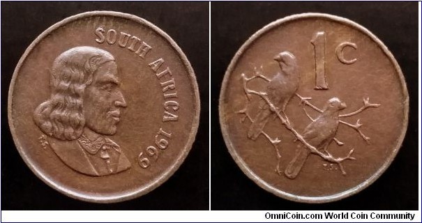 South Africa 1 cent. 1969, English legend.