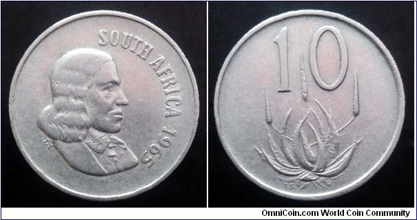 South Africa 10 cents. 1965, English legend. Third piece in my collection.