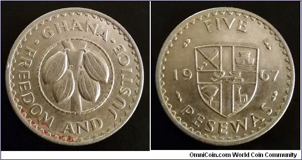 Ghana 5 pesewas. 1967, Second piece in my collection.