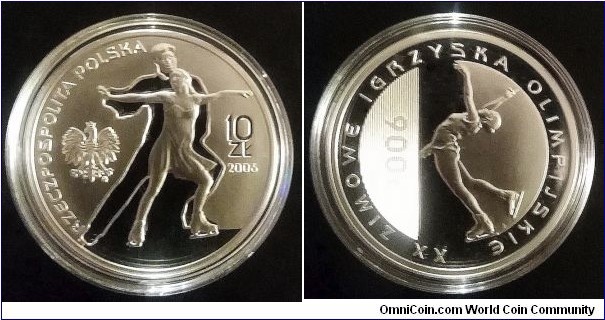 Poland 10 złotych. 2006, XXth Olympic Winter Games - Turin 2006. Ag 925. Weight; 14,14g. Diameter; 32mm. Proof. Mintage: 72.000 pcs.