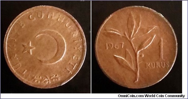 Turkey 1 kurus. 1967 (II)