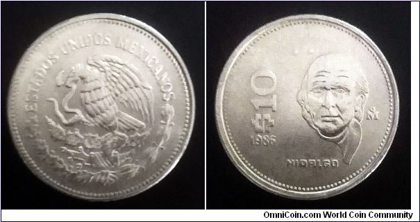 Mexico 10 pesos. 1986 (II)