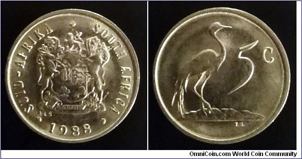 South Africa 5 cents. 1988