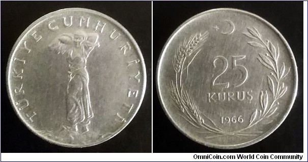 Turkey 25 kurus. 1966 (II)