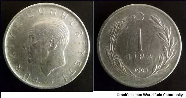 Turkey 1 lira. 1963