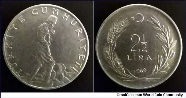 Turkey 2 1/2 lira. 1969