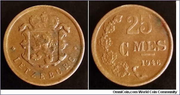 Luxembourg 25 centimes. 1946 (II)
