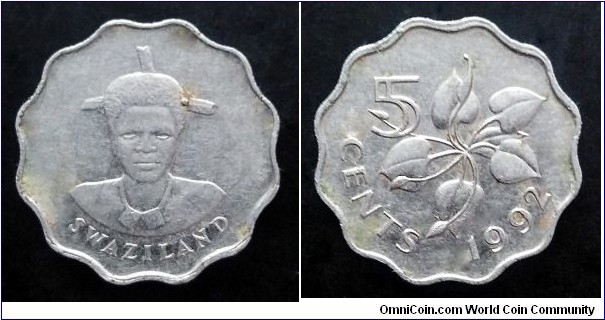 Eswatini (Swaziland) 5 cents. 1992