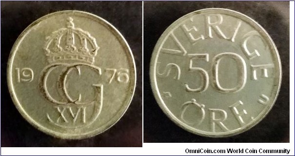 Sweden 50 ore from 1976 annual coin set.