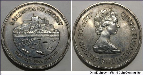 25 Pence (Bailiwick of Guernsey - British Crown Dependencies / Queen Elizabeth II // Copper-Nickel / Mintage: 262.000 pcs) 