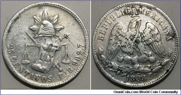 25 Centavos (United Mexican States - Porfiriato / Gen.Porfirio Díaz // SILVER 0.903 / 6.77g / ⌀25mm / Mintage: 106.000 pcs) 