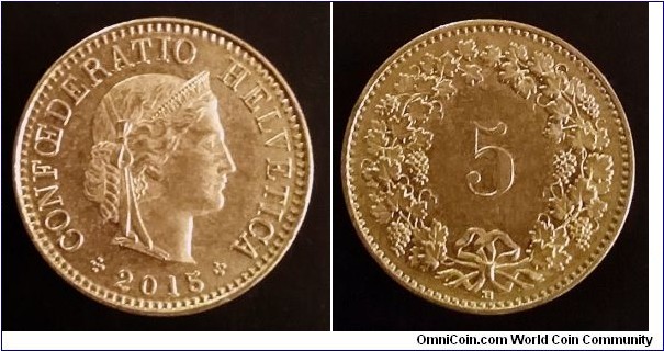 Switzerland 5 rappen. 2015 (B) Second piece in my collection.