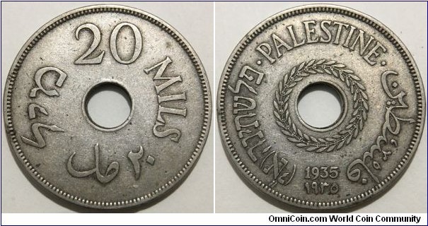 20 Mils (British Mandate for Palestine // Copper-Nickel / Mintage: 575.000 pcs) 