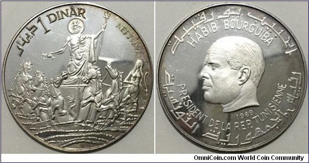 1 Dinar (Republic of Tunisia / History of Tunisia Series - Neptunus // SILVER 0.925 / 20g / ⌀40mm / Low Mintage: 15.000 pcs / PROOF) 