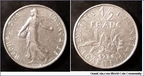 France 1/2 franc. 1976