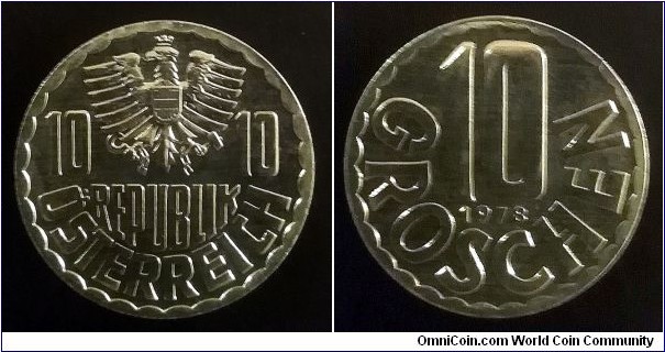 Austria 10 groschen from 1978 proof coin set.