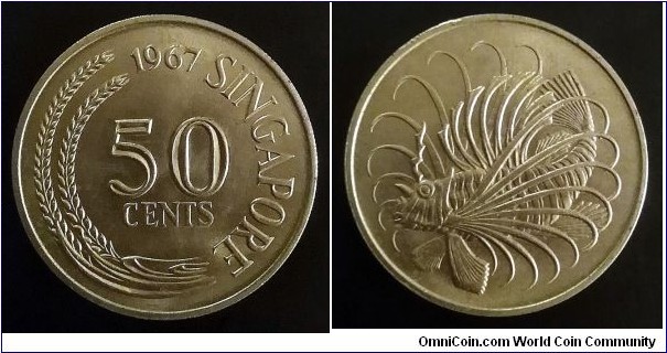 Singapore 50 cents. 1967