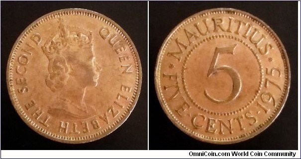 Mauritius 5 cents. 1975