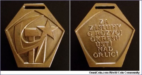Czechoslovak medal of merit for Ústí nad Orlicí District. 