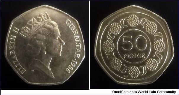 Gibraltar 50 pence. 1988 AA