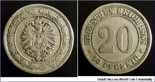 German Empire 20 pfennig. 1888 A