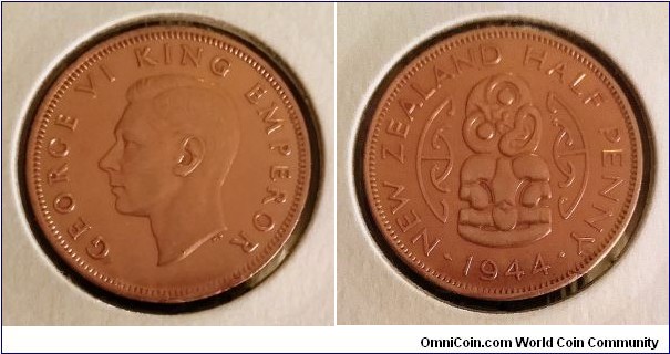 New Zealand 1/2 penny. 1944