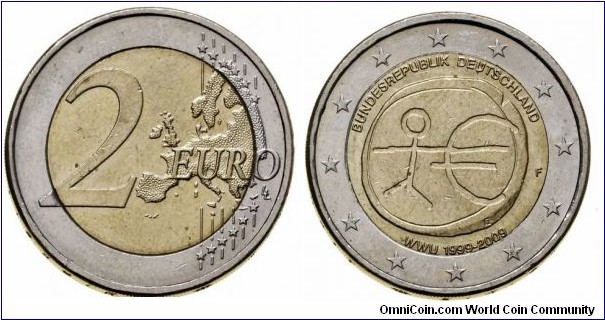 Germany 2 Euro - 10th Anniversary of the European Monetary Union.