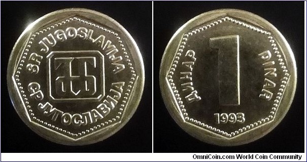 Yugoslavia 1 dinar. 1993