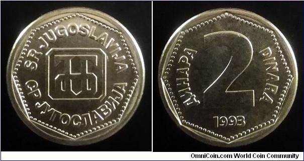 Yugoslavia 2 dinara. 1993 (II)