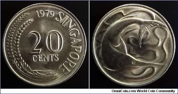 Singapore 20 cents. 1979