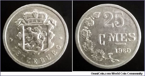 Luxembourg 25 centimes. 1960