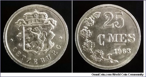 Luxembourg 25 centimes. 1963 (II)