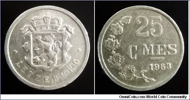 Luxembourg 25 centimes. 1963 (III)