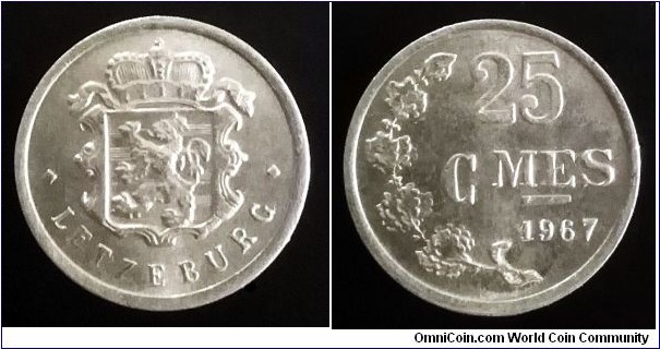 Luxembourg 25 centimes. 1967 (II)