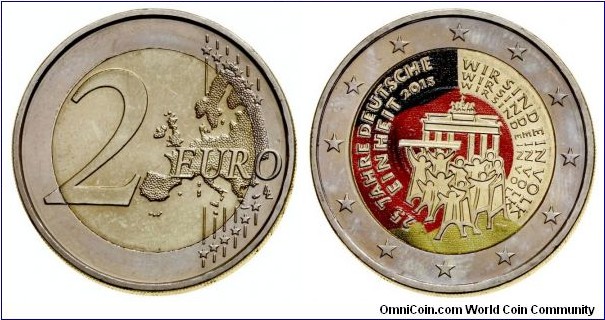 Germany 2 Euro - 25 Years of German Unity. Colored.