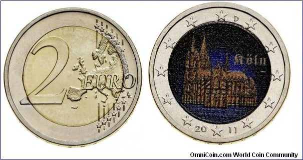 Germany 2 Euro -   Nordrhein-Westfalen. Köln -  Colored.