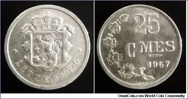 Luxembourg 25 centimes. 1967 (III)