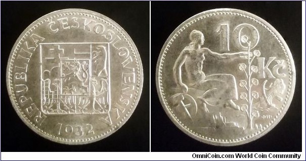Czechoslovakia 10 korun. 1932, Ag 700. Second piece in my collection.
