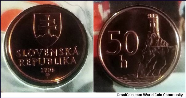 Slovakia 50 halierov from 2006 mint set.