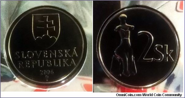 Slovakia 2 koruny from 2006 mint set.