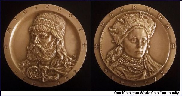 Polish medal - Mieszko I and Dobrawa.