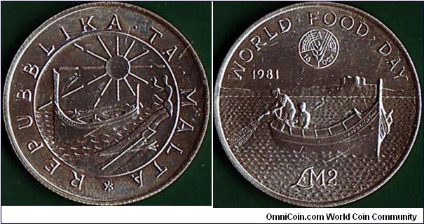 Malta 1981 2 Pounds.

World Food Day.

A tough coin to find!