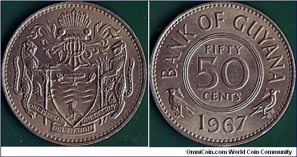 Guyana 1967 50 Cents.

Type coin.