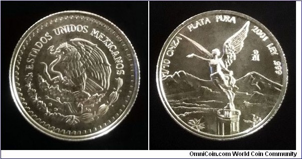 Mexico 1/10 onza. 2001, Ag 999. Weight; 3,11g. Diameter; 20mm. Mintage: 25.000 pcs.