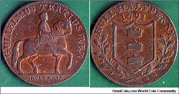 Hull 1791 1/2 Penny.