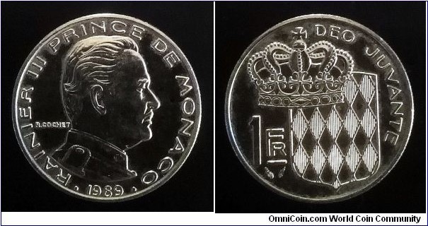 Monaco 1 franc. 1989, Scarcer year. Only 50.000 minted.