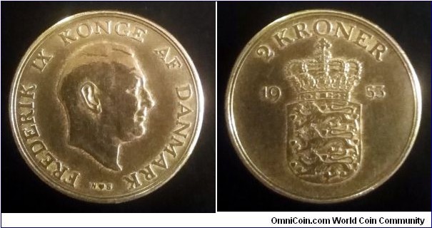 Denmark 2 kroner. 1953, Frederik IX